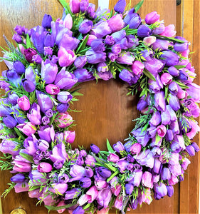Tulip Wreath- Spring-Summer- front door Wreath 32 Inches Diameter
