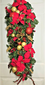 Red & Gold Berries Swag 35"x 15"