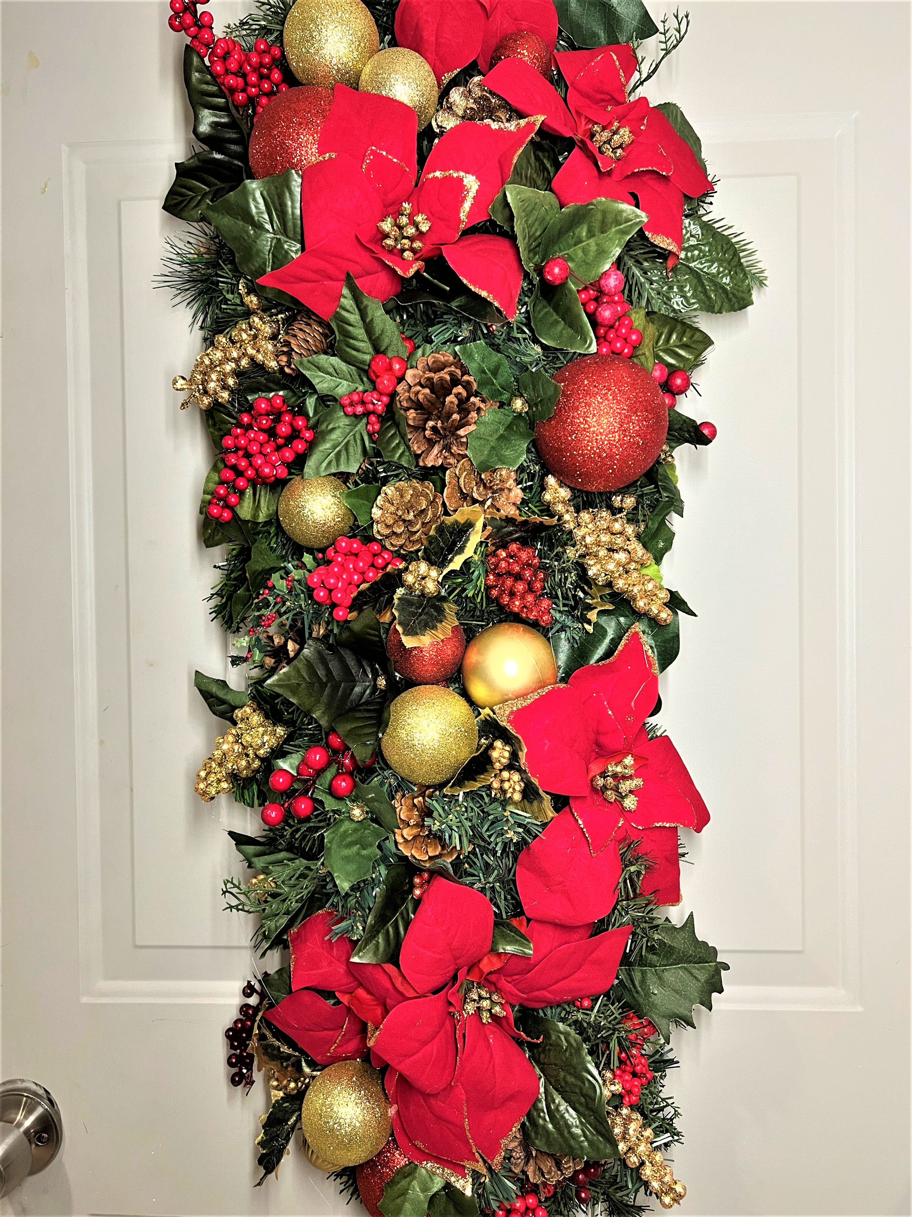 Red & Gold Berries Swag 30"x 15"