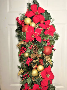 Red & Gold Berries Swag 30"x 15"
