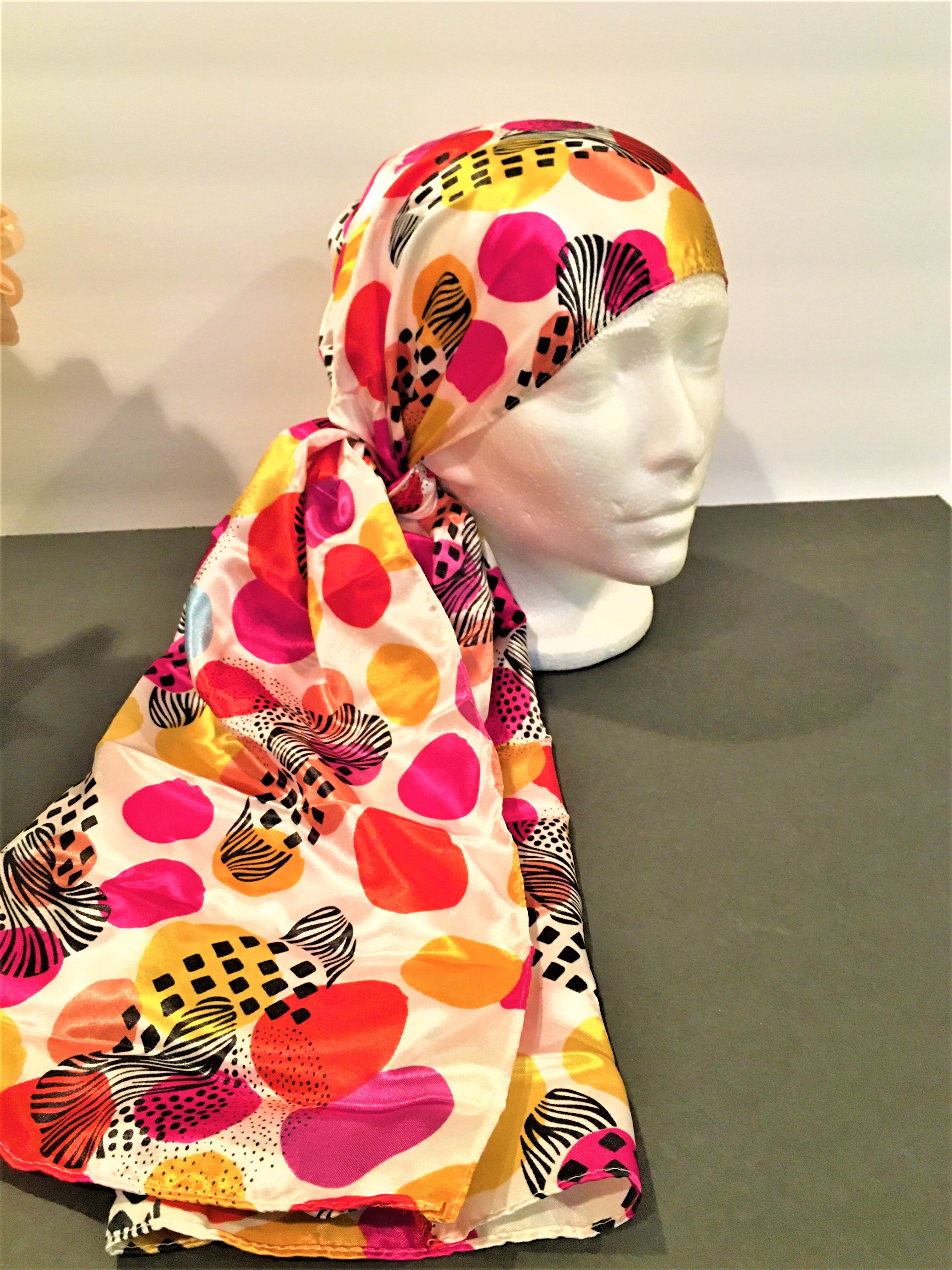 Multi Color Dots Silk Scarf, 56" L x 20 " W