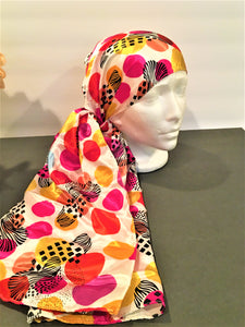 Multi Color Dots Silk Scarf, 56" L x 20 " W