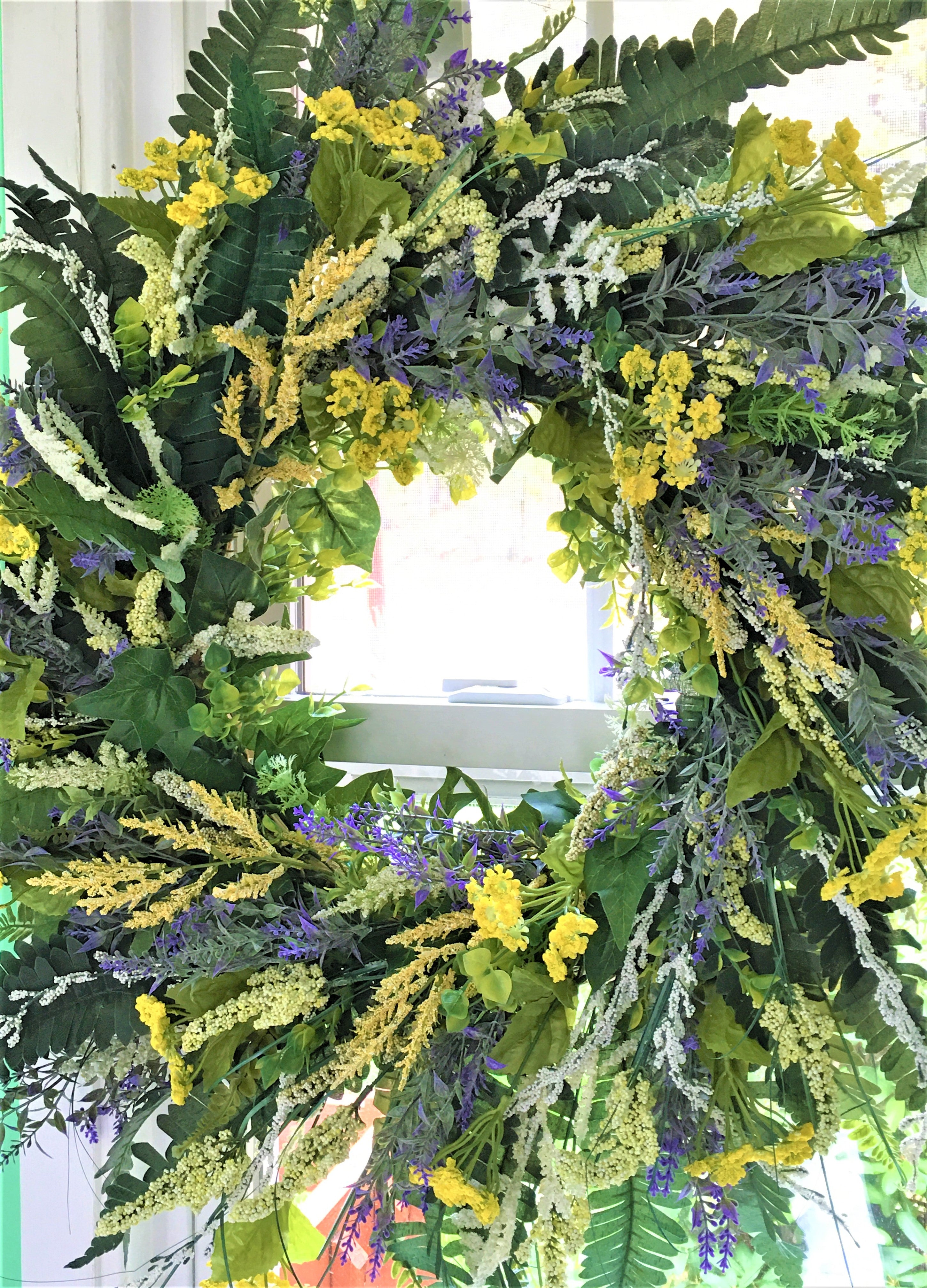 Spider Plant And Fern Wreath 33"H X 33" W