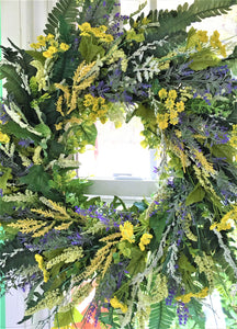 Spider Plant And Fern Wreath 33"H X 33" W