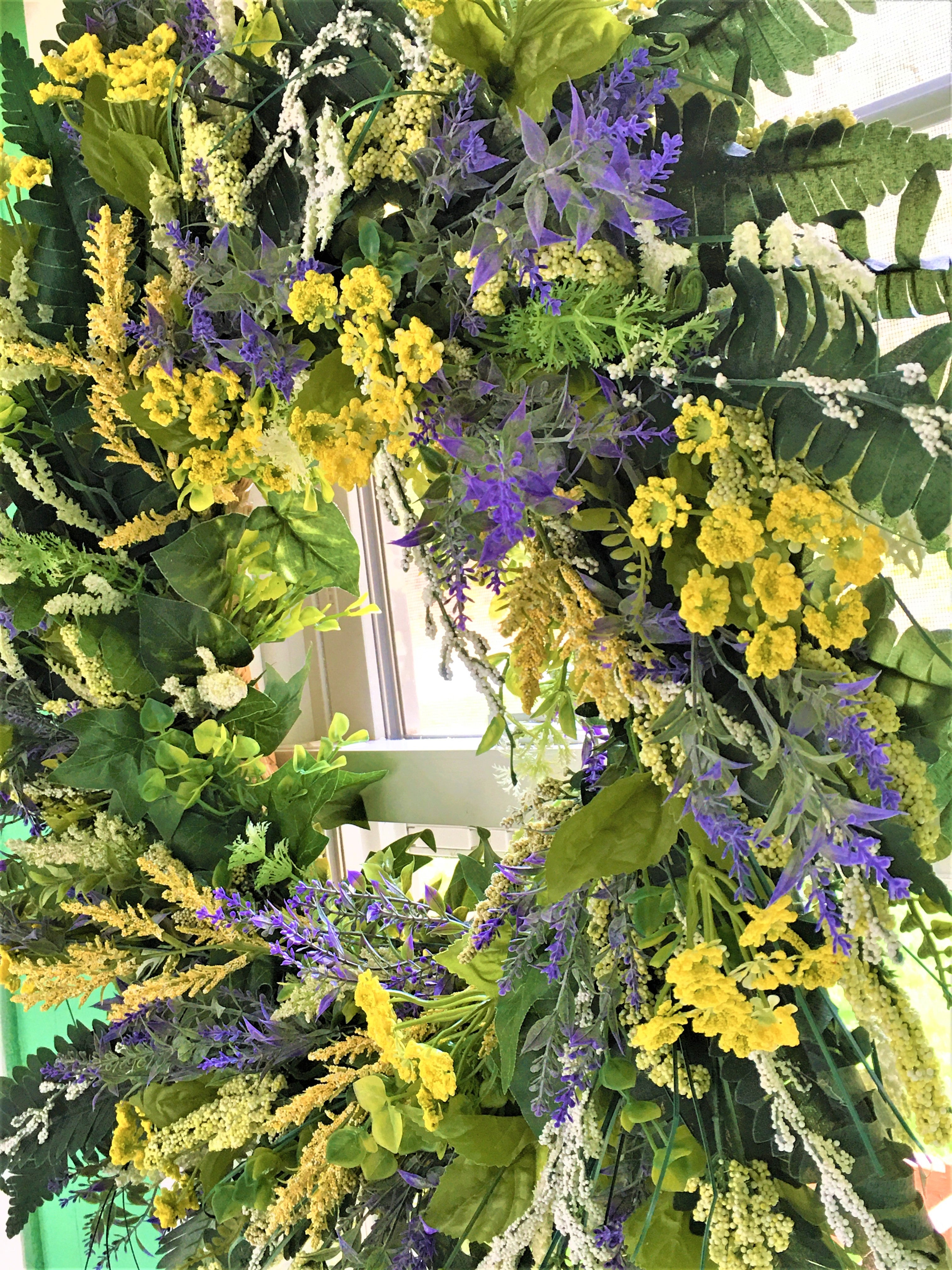 Spider Plant And Fern Wreath 33"H X 33" W