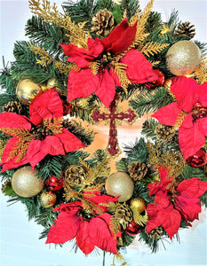 Christmas/Wreath Holiday /Décor /Cross / Lights, 26"
