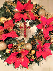 Christmas/Wreath Holiday /Décor /Cross / Lights, 26"