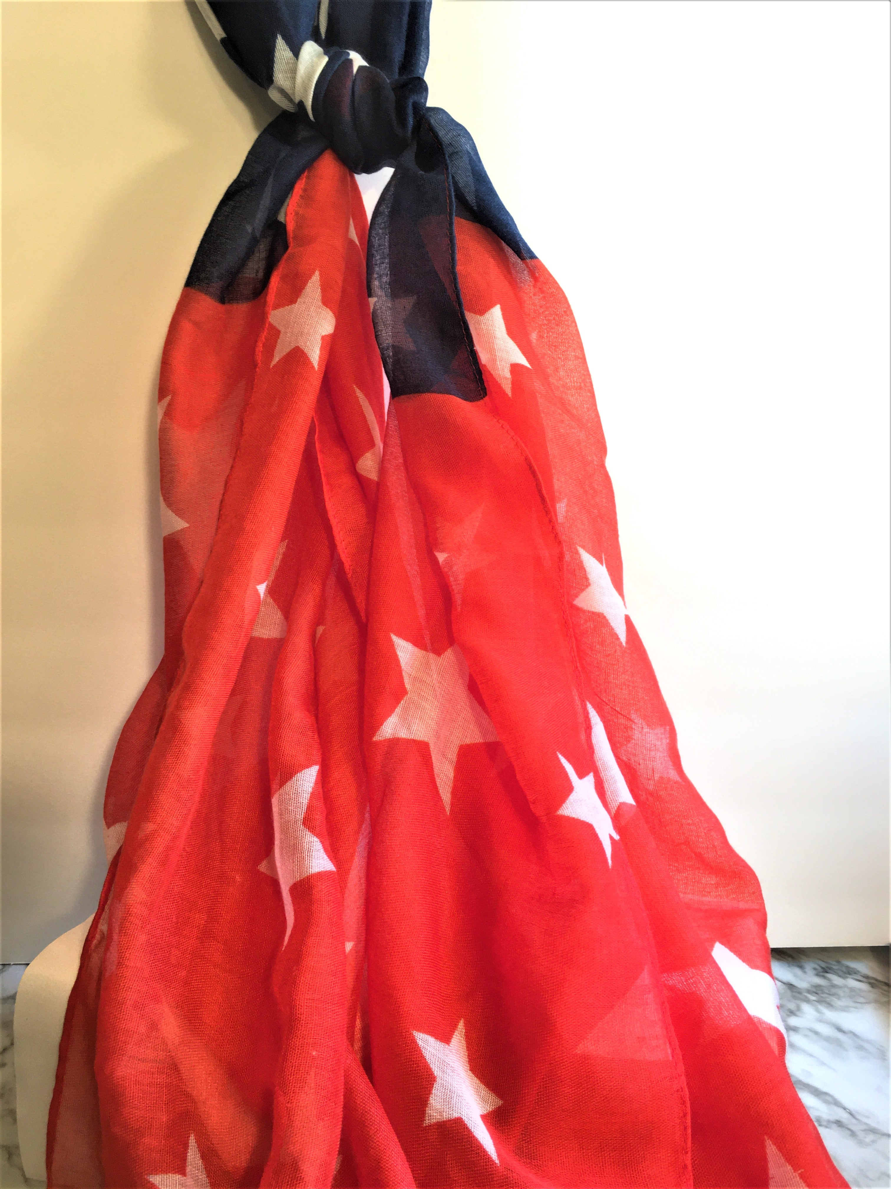 Scarf,Patriotic Festive Wrap Scarf, One Size Fits All, Red White and Blue Scarf