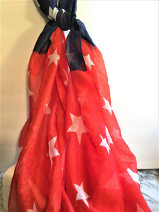 Scarf,Patriotic Festive Wrap Scarf, One Size Fits All, Red White and Blue Scarf