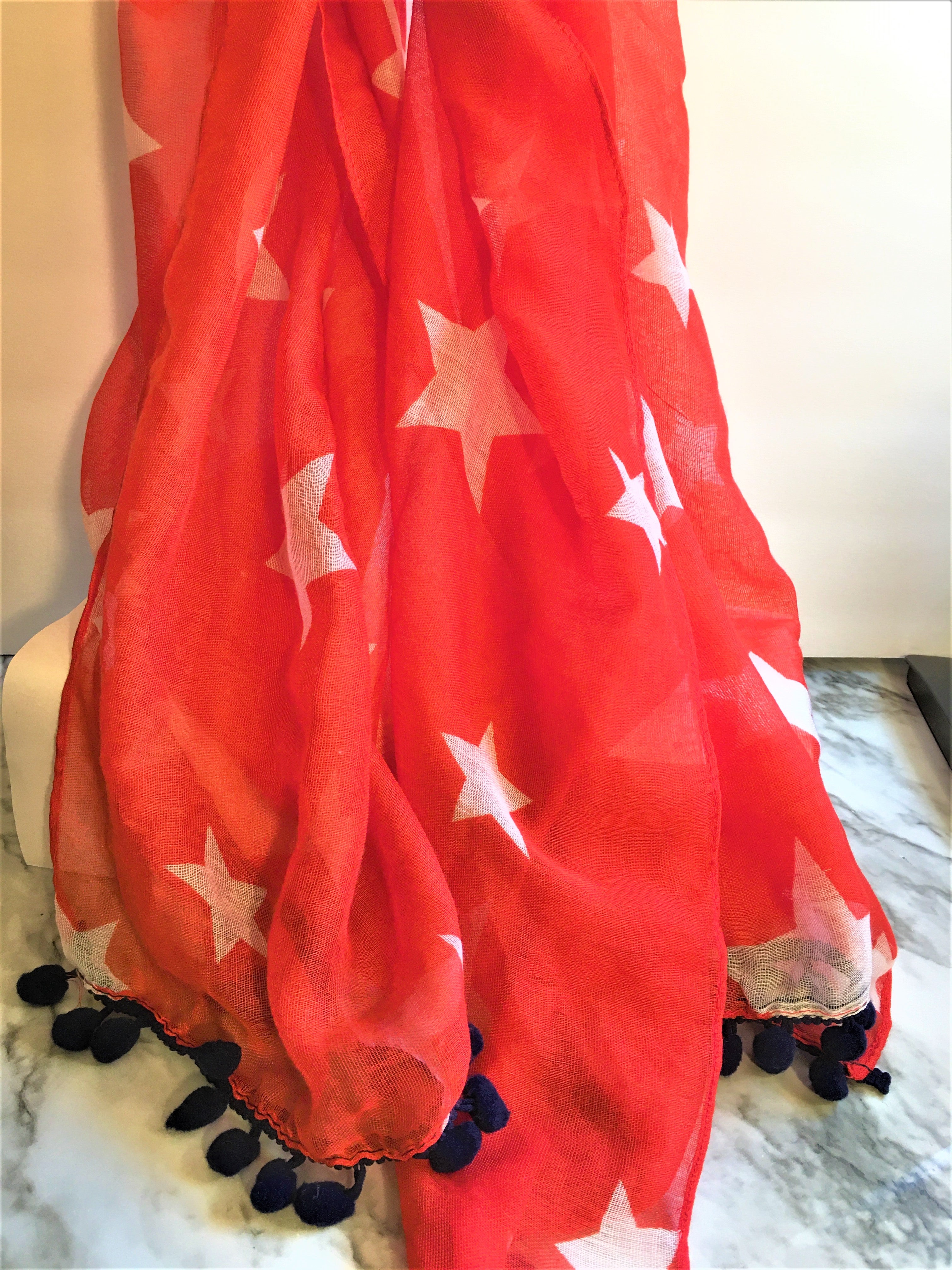 Scarf,Patriotic Festive Wrap Scarf, One Size Fits All, Red White and Blue Scarf