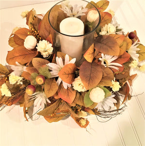 Classic Harvest Centerpiece Fall Classic Centerpiece 18" x10H with wide Glass Vase "