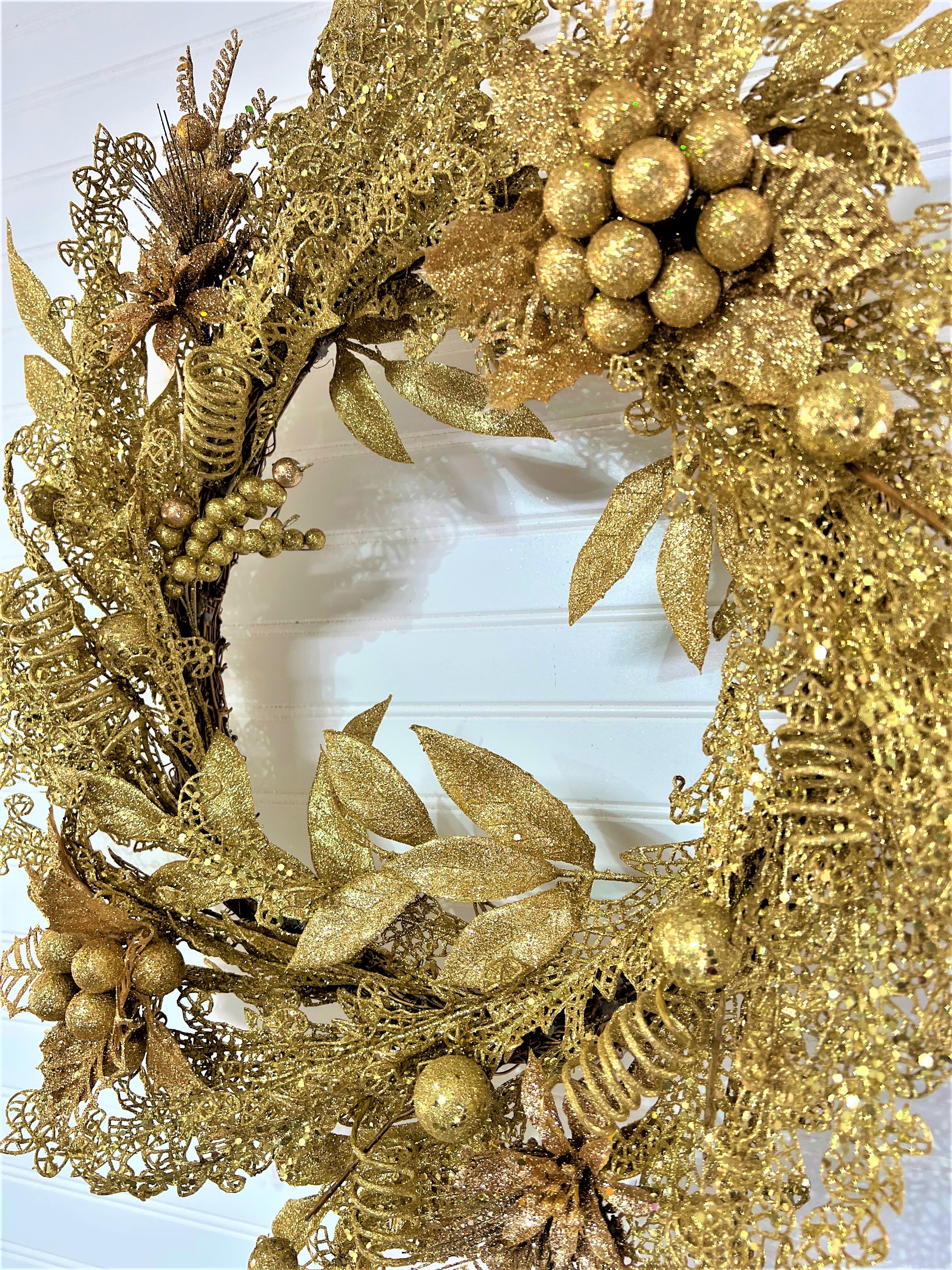 Gold Wreath With Berries 24" Christmas Wreath, Holiday Customized