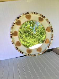 Heart Wall Mirror, Nautical Mirror, Coastal Mirror 24" Round