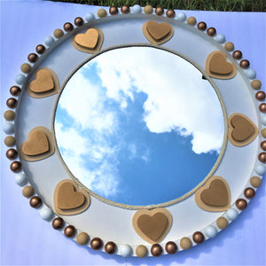 Heart Wall Mirror, Nautical Mirror, Coastal Mirror 24" Round
