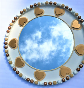 Heart Wall Mirror, Nautical Mirror, Coastal Mirror 24" Round