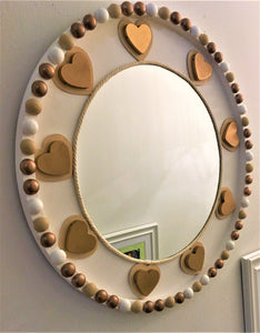 Heart Wall Mirror, Nautical Mirror, Coastal Mirror 24" Round