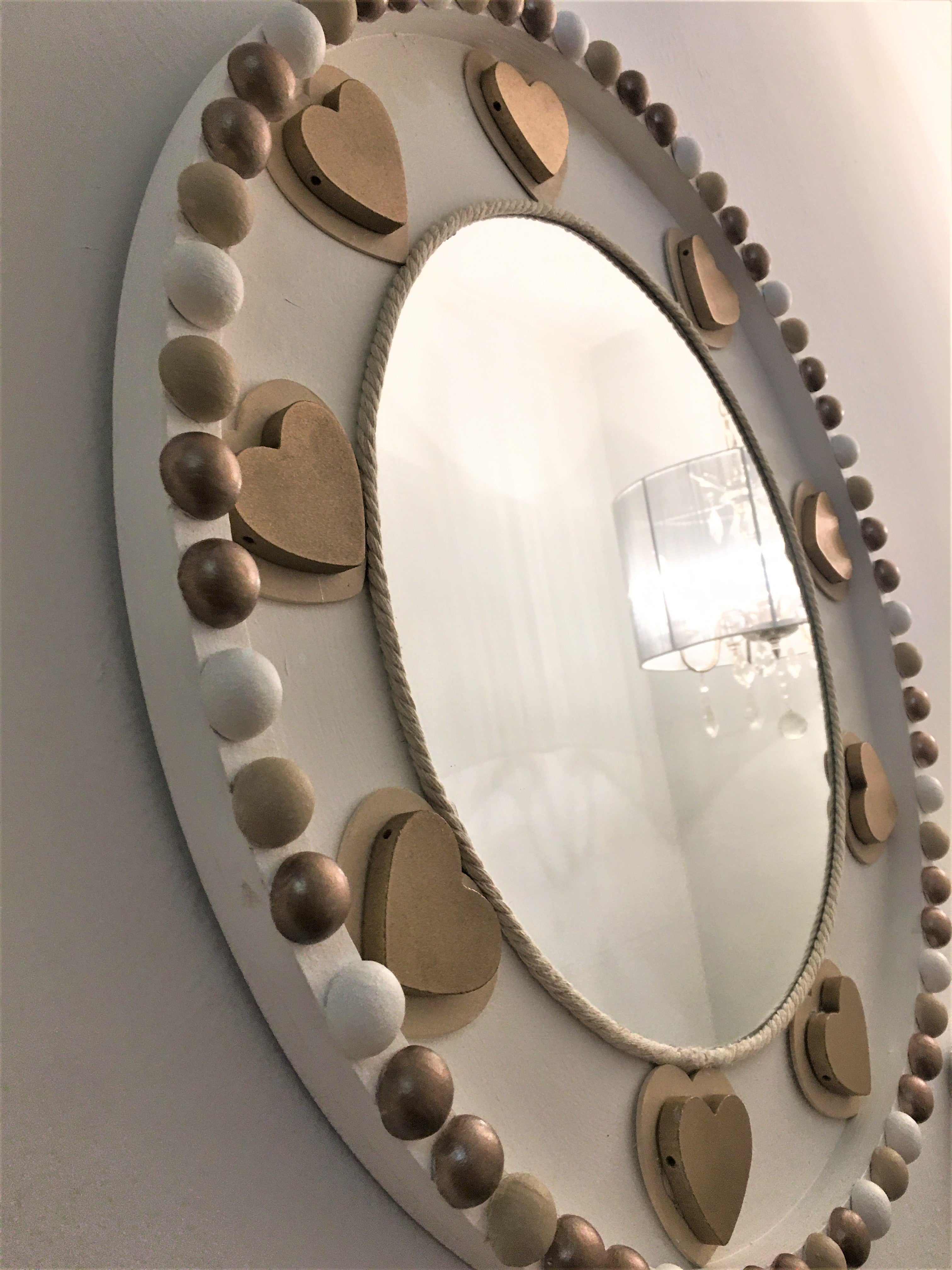 Heart Wall Mirror, Nautical Mirror, Coastal Mirror 24" Round