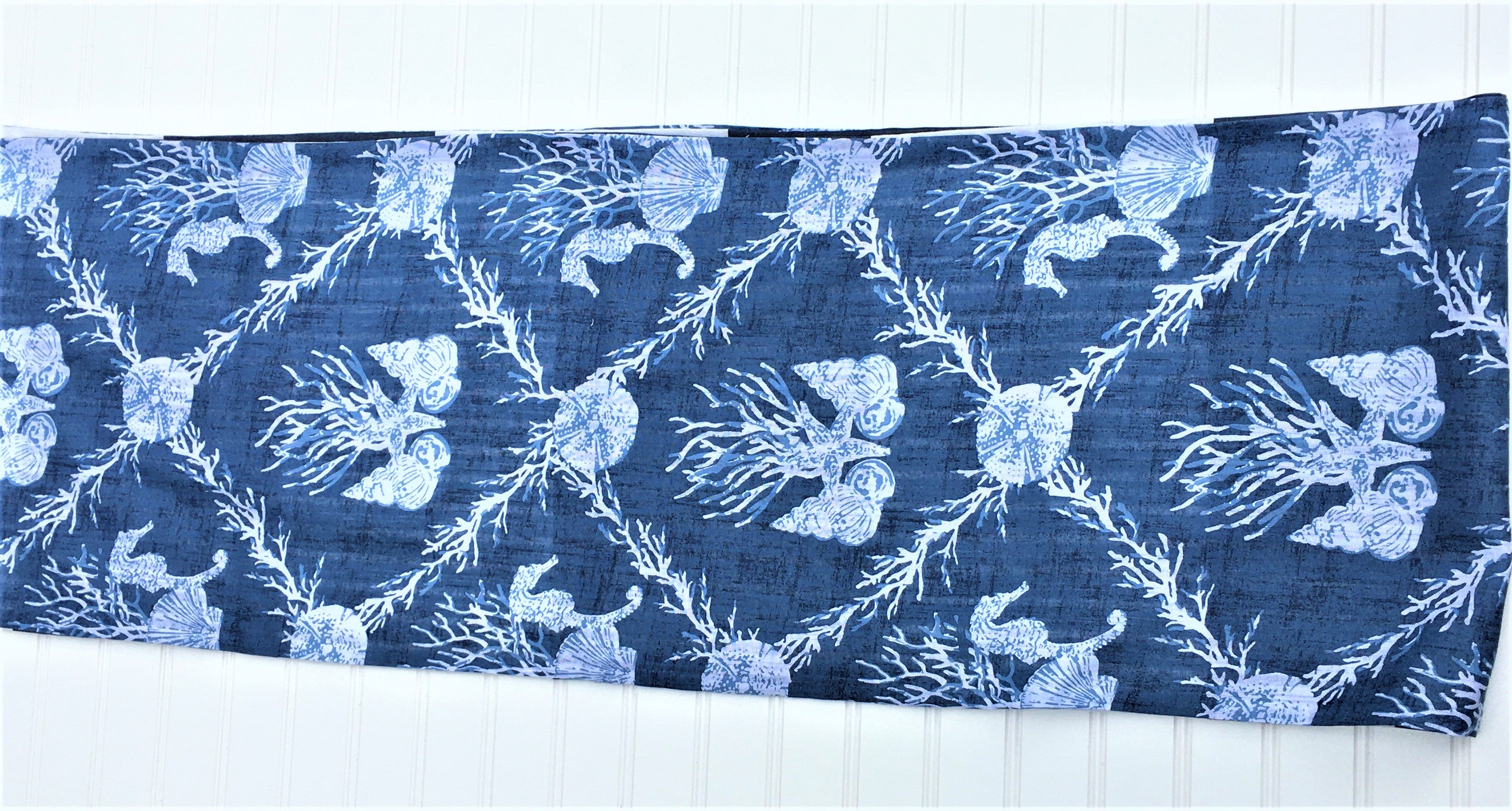 Ocean Sunrise Sea Shell, Sea Horse Reversible Table Runner 86 Long X 14W
