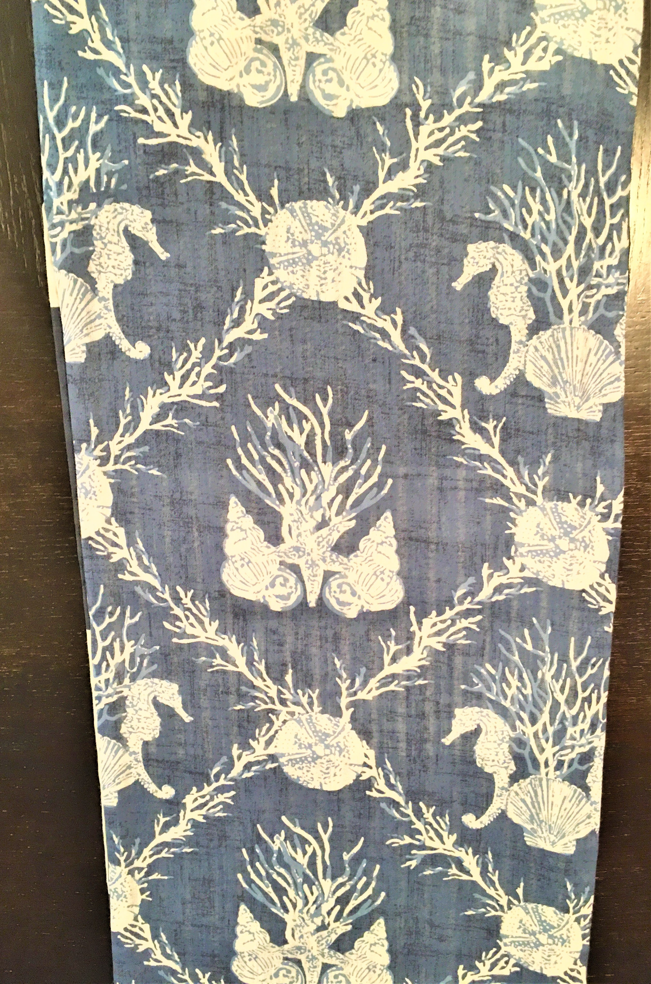 Ocean Sunrise Sea Shell, Sea Horse Reversible Table Runner 86 Long X 14W