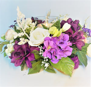 Springtime Centerpiece With Glass 13" Round X 7" H