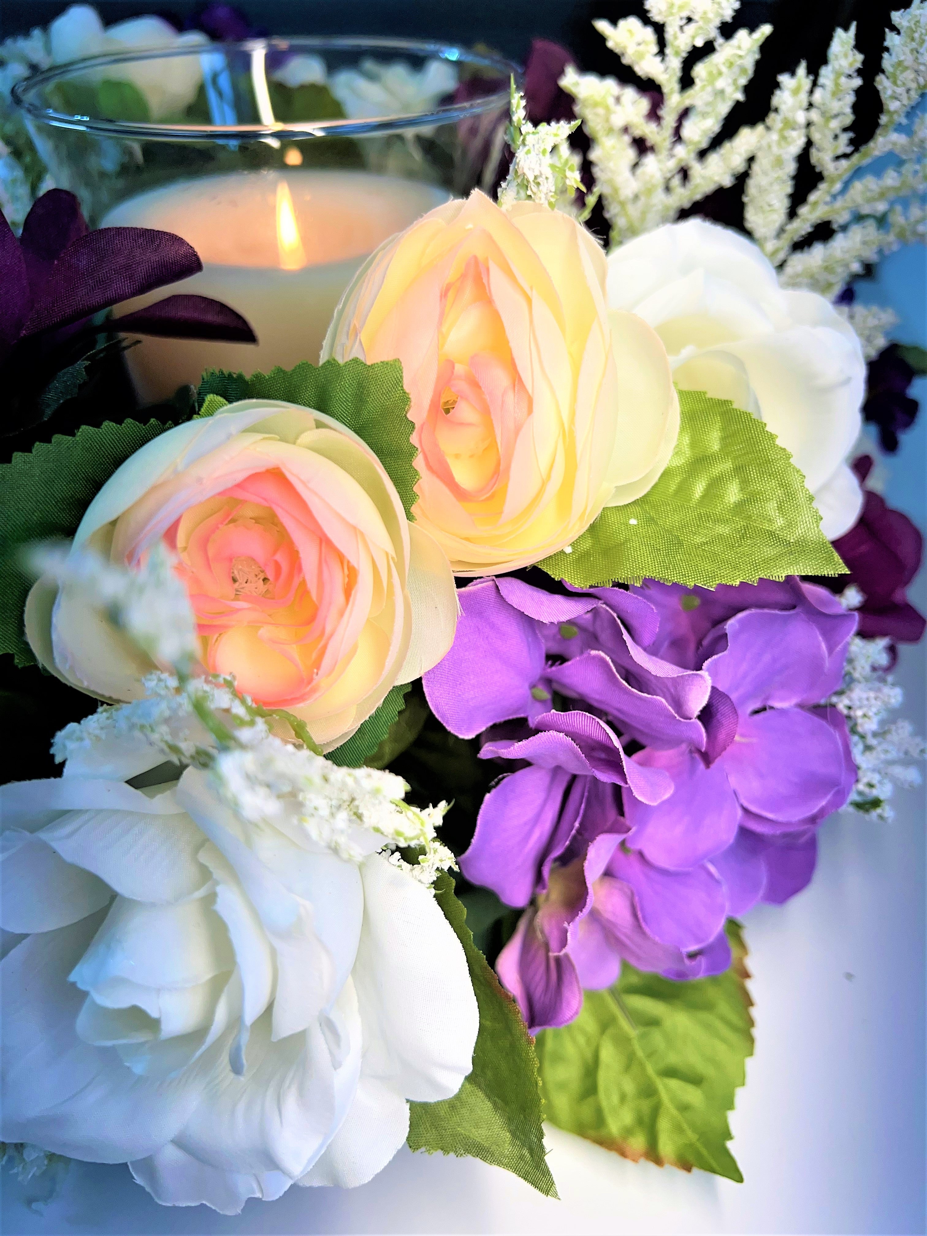 Springtime Centerpiece With Glass 13" Round X 7" H