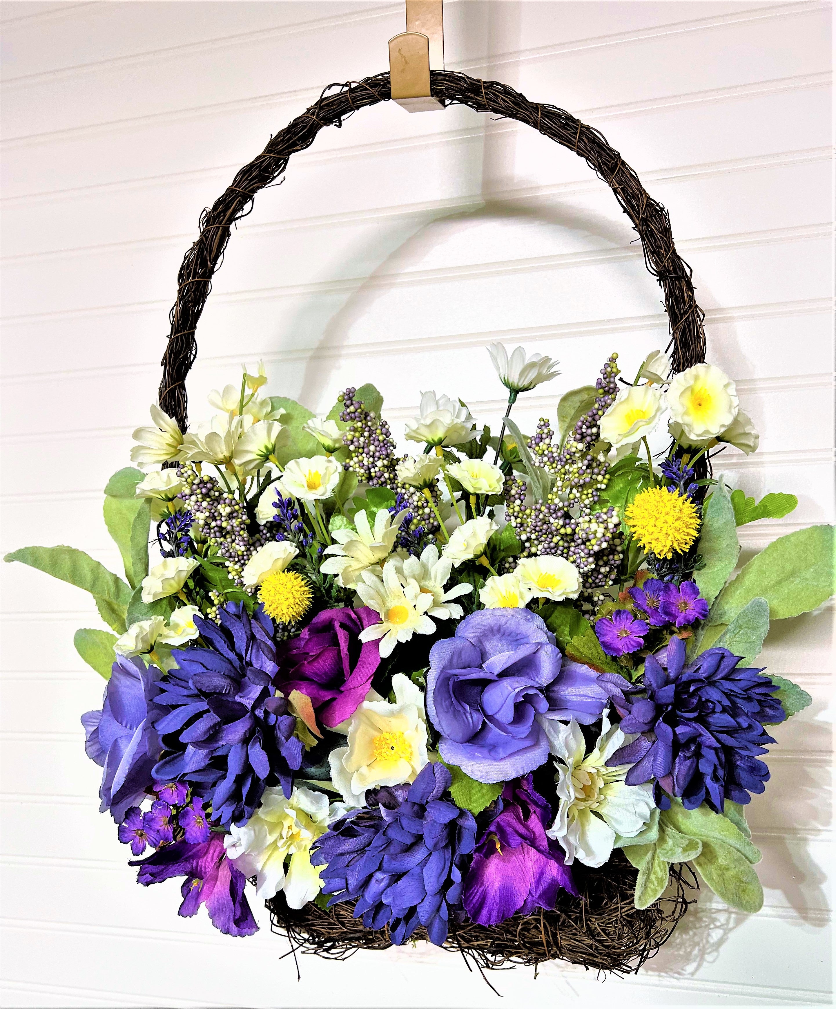 Spring bloom Basket Wreath 23" X 15"
