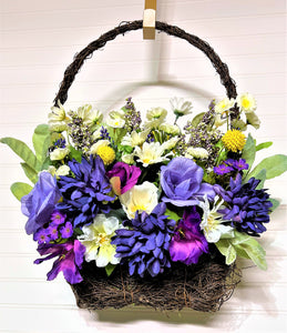 Spring bloom Basket Wreath 23" X 15"