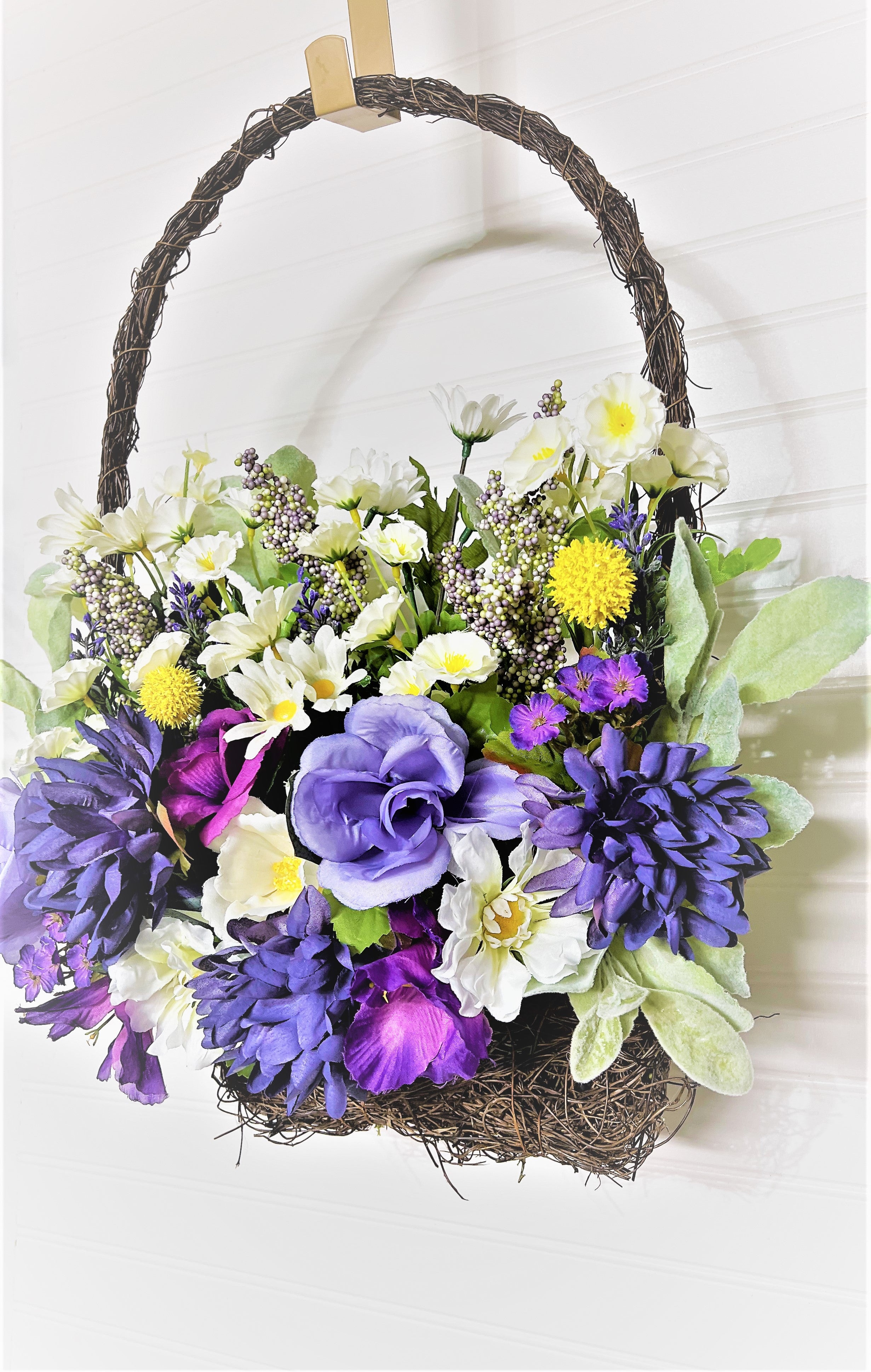 Spring bloom Basket Wreath 23" X 15"