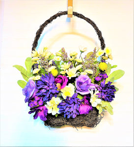 Spring bloom Basket Wreath 23" X 15"