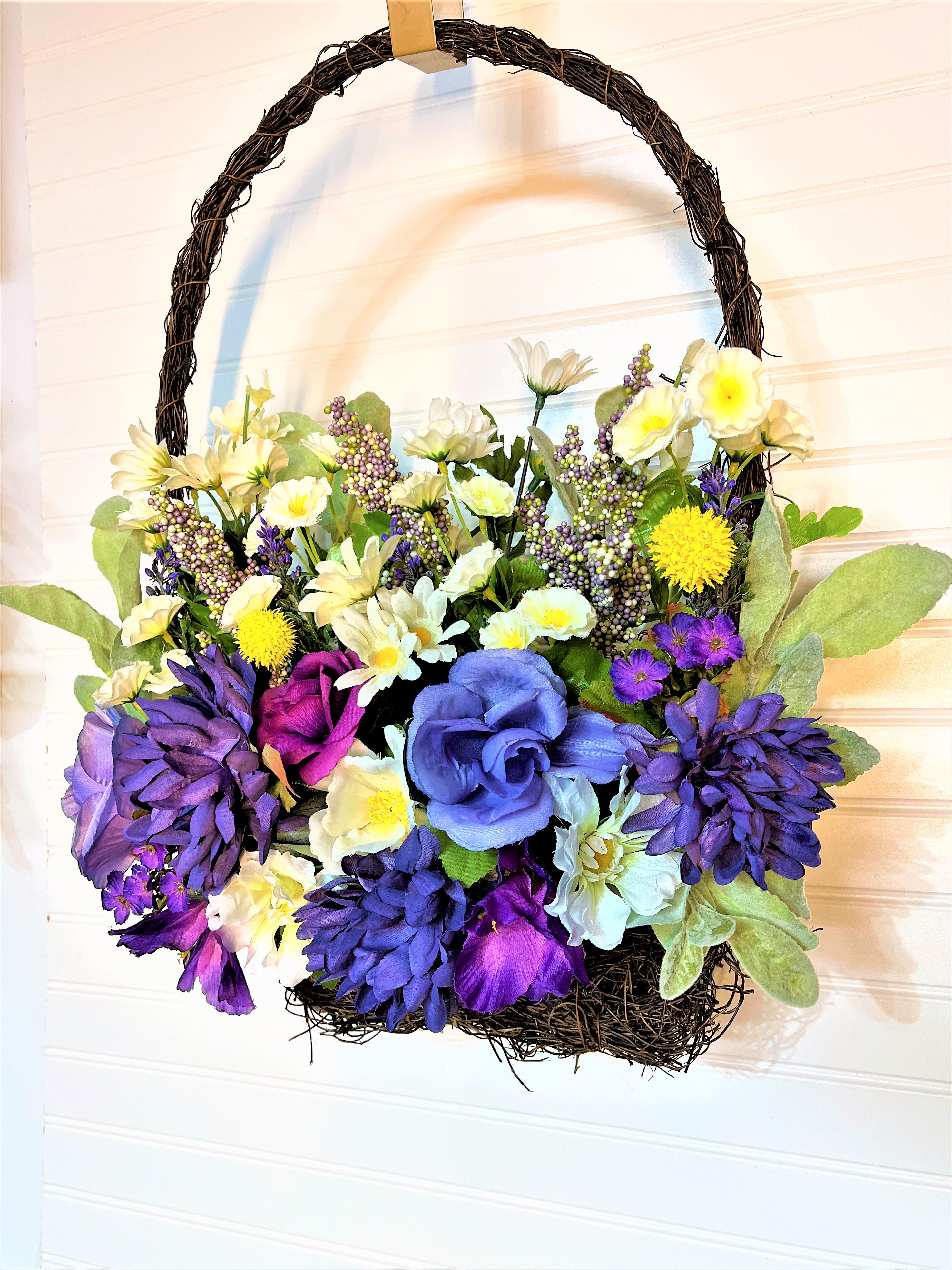 Spring bloom Basket Wreath 23" X 15"