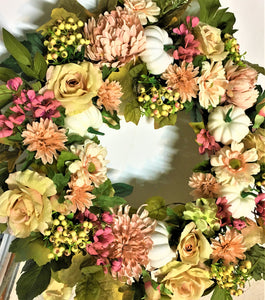 Autumn Rose-Mum 27" Fall Wreath- Seasonal Wreath