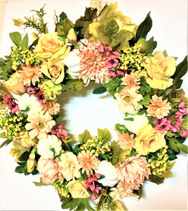 Autumn Rose-Mum 27" Fall Wreath- Seasonal Wreath