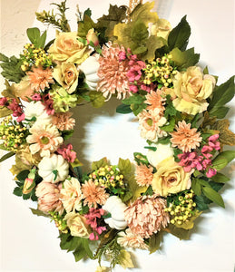 Autumn Rose-Mum 27" Fall Wreath- Seasonal Wreath