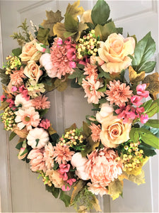 Autumn Rose-Mum 27" Fall Wreath- Seasonal Wreath