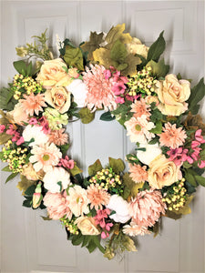 Autumn Rose-Mum 27" Fall Wreath- Seasonal Wreath