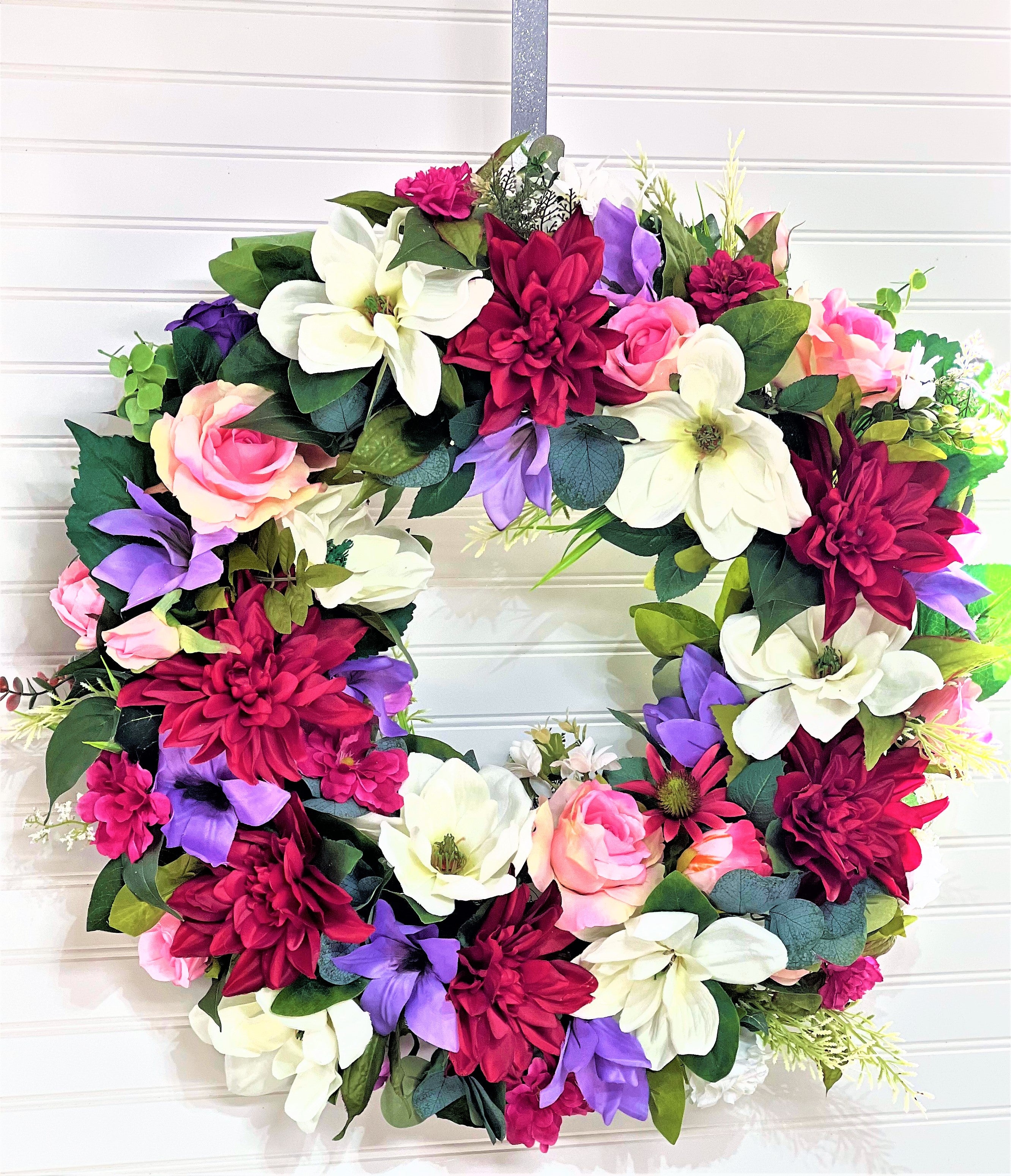 Magnolia-Dahlia- Roses Wreath- Home Décor  28"
