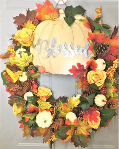 Autumn Pumpkin Fall Wreath 26"