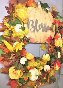 Autumn Pumpkin Fall Wreath 26"