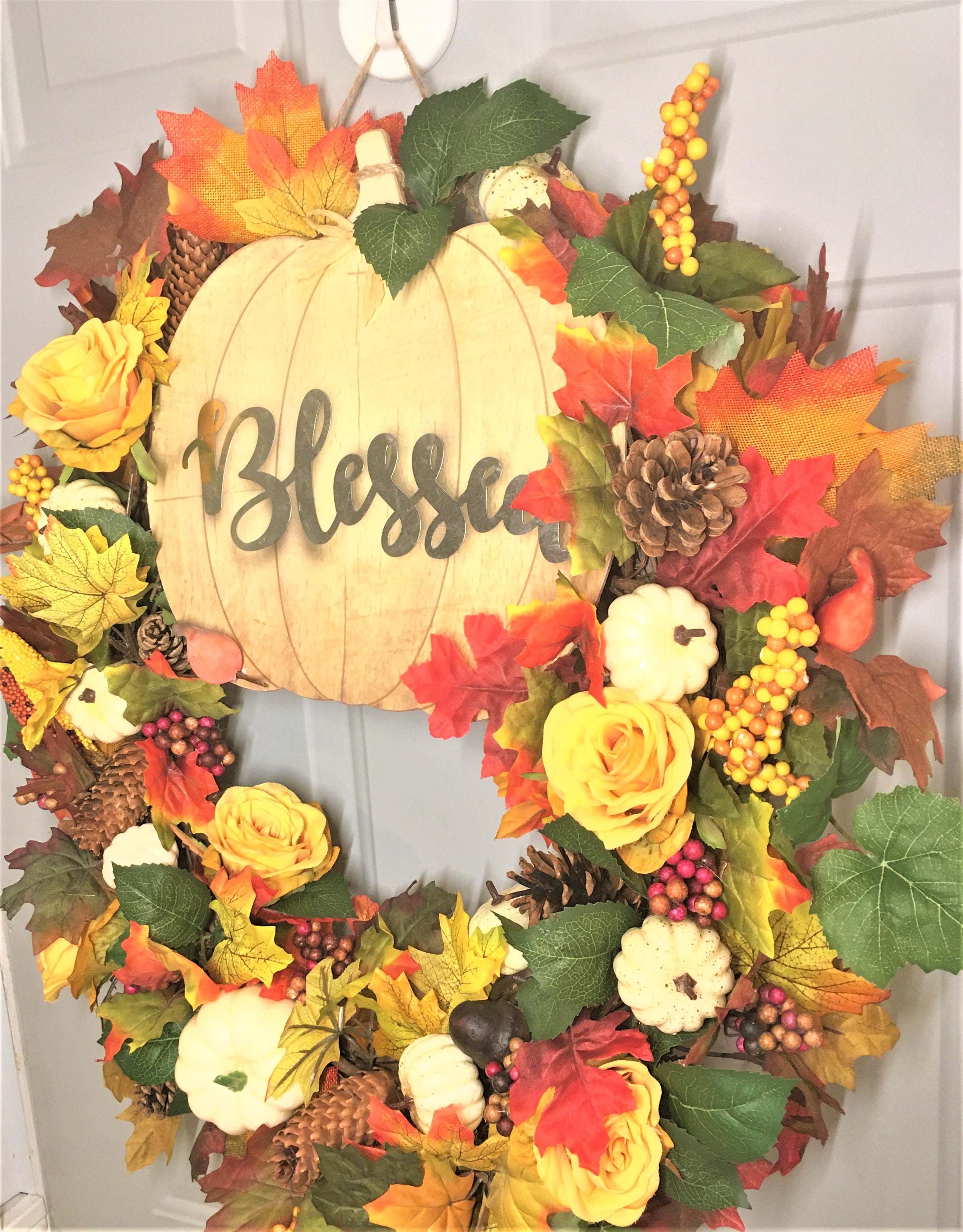 Autumn Pumpkin Fall Wreath 26"