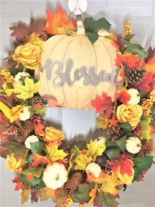 Autumn Pumpkin Fall Wreath 26"