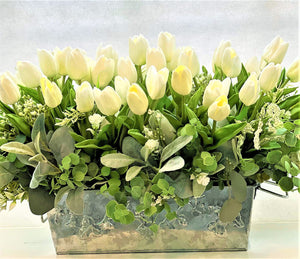 Centerpiece- White Tulip Arangement 24" L X 18" W X 14" H