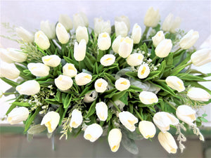 Centerpiece- White Tulip Arangement 24" L X 18" W X 14" H