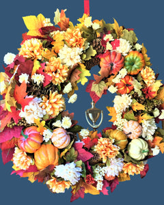 Autumn Floral & Gourd Wreath 30"