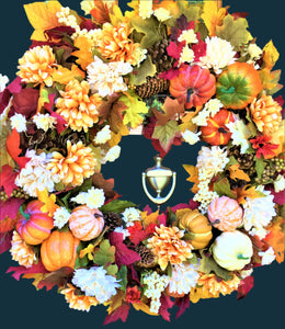 Autumn Floral & Gourd Wreath 30"