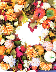Autumn Floral & Gourd Wreath 30"