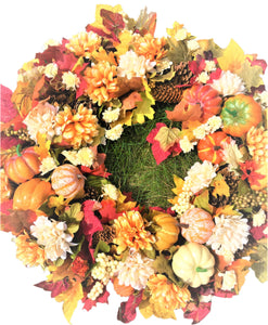 Autumn Floral & Gourd Wreath 30"