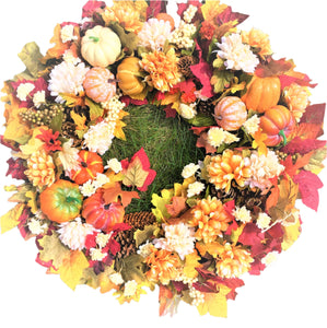 Autumn Floral & Gourd Wreath 30"