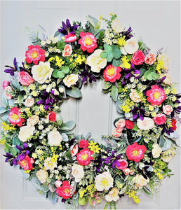 Wreaths & Door Hangers- Welcome Spring Wreath  30"
