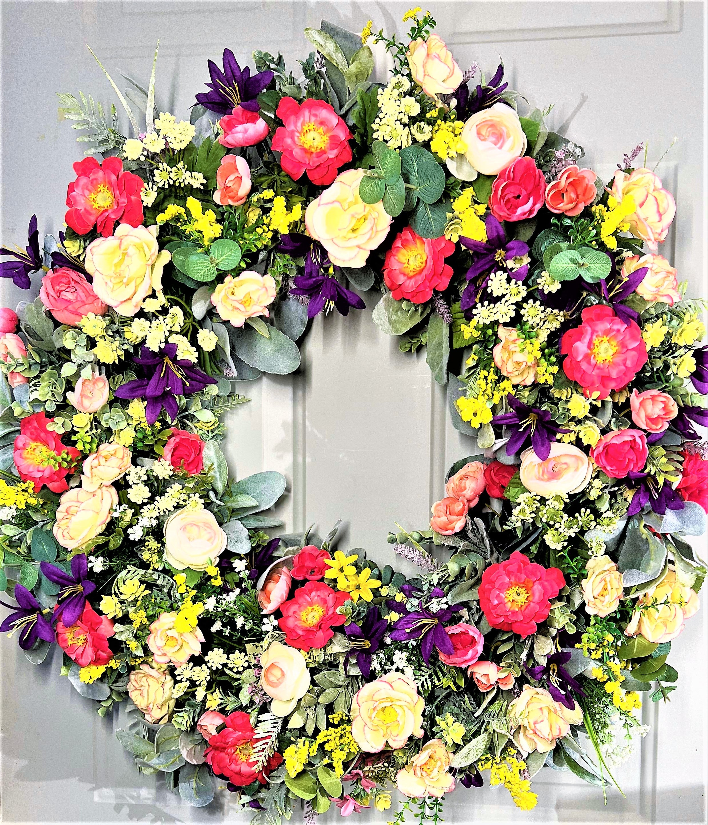 Wreaths & Door Hangers- Welcome Spring Wreath  30"