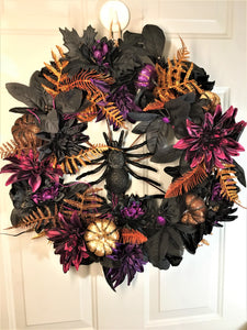 Spider Halloween Wreath 22"